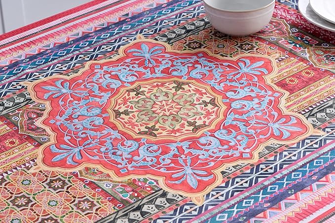Maison d' Hermine Table Cloth Rectangle Table 100% Cotton 60 x 108 Inches Fall Tablecloth Reusable Everyday Use for Thanksgiving Christmas Decorations Dining Farmhouse Party (Ispahan)