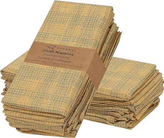 RUVANTI Cloth Napkins Set of 12 Cotton 100%, 18x18 Inches Napkins Cloth Washable, Soft, Absorbent. Cotton Napkins for Parties, Christmas, Thanksgiving, Weddings, Dinner Napkins Cloth - Wet Net