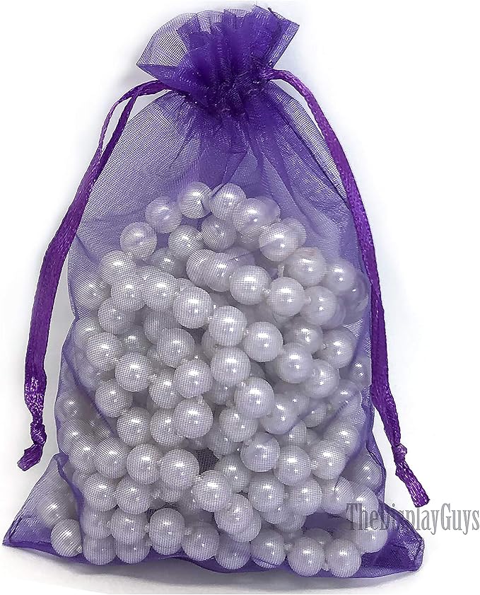 TheDisplayGuys 100-Pack 4x6 Purple Sheer Organza Gift Bags with Drawstring, Jewelry Candy Treat Wedding Party Favors Mesh Pouch