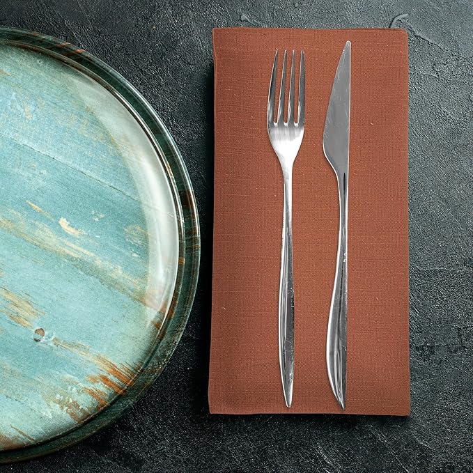 Urban Villa Cloth Napkins Rust Dinner Napkins Set of 12 20X20 Inches 100% Cotton Absorbent Washable Durable Reusable Cloth Napkins Ideal for Farmhouse Party Thanksgiving Harvest Fall Dinner Napkins