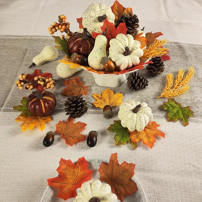 Fake Pumpkin Decor Set,Mini Fake Pumpkin Decor,Fall Harvest Decorations,Halloween Thanksgiving Decor and Table Centerpieces (Style 3)
