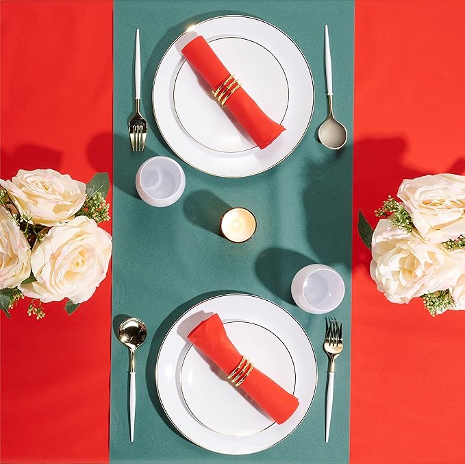 Linen-Feel Colored Paper Napkins - Decortive Cloth-Like RED Luncheon Napkins - Soft And Absorbent. For Kitchen, Party, Wedding, Dinner Or Any Occasion. (Pack of 50)