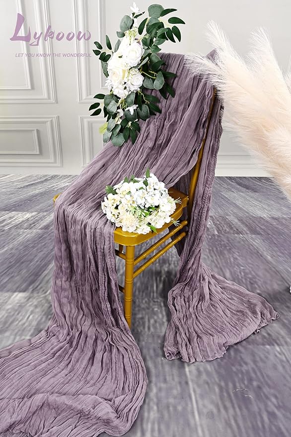 5 Packs Cheesecloth Table Runner Grape, 10Ft Rustic Gauze Boho Wedding Table Runner Decoration, Wedding Table Decor Table Cloth for Wedding Party Bridal Shower Table,35x120 inch