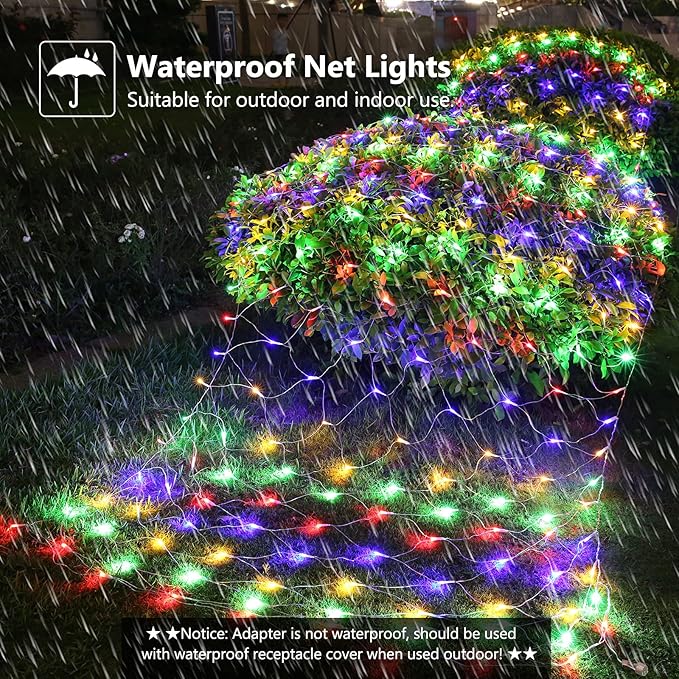 11.5ft x 5ft Color Changing Christmas Net Lights, 360 LED Bush Mesh Light with Remote, 11 Modes Color Changing White & Multicolor Christmas Lights, Plug in Fairy Twinkle Light for Yard Bush Xmas Decor