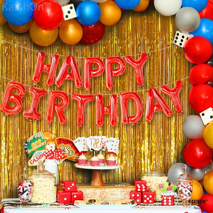 KatchOn, Red Happy Birthday Balloon Banner - 16 Inch | Red Mylar Foil Balloon For Happy Birthday Decorations | Birthday Sign Banner For Birthday Party Decorations