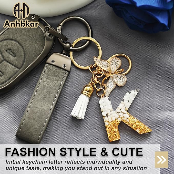 Initial Letter Keychain, Butterfly Keychain Cute Resin, Initial Keychain Backpack Charms, Key chain for Women, Girls