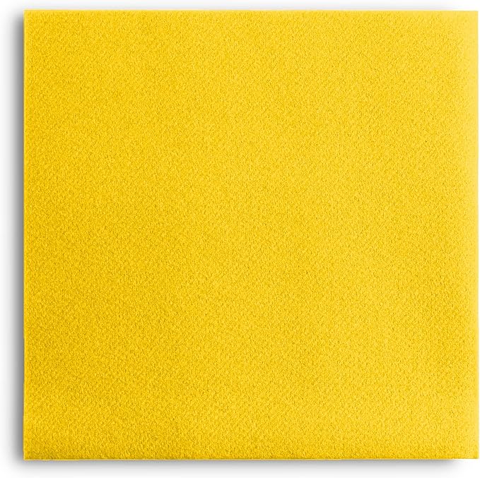Linen-Feel Colored Paper Napkins - Decortive Cloth-Like YELLOW Luncheon Napkins - Soft And Absorbent. For Kitchen, Party, Wedding, Dinner Or Any Occasion. (Pack of 50)
