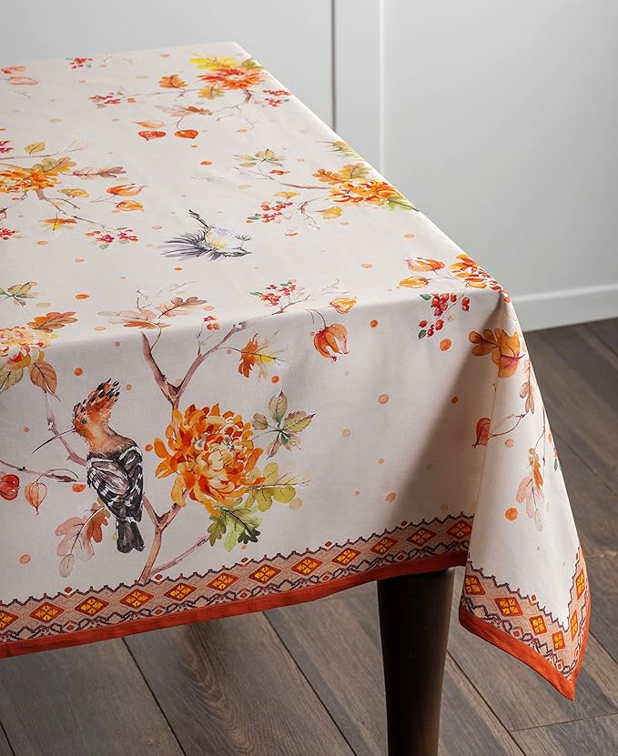 Maison d' Hermine Table Cloth Rectangle Table 100% Cotton 70 x 120 Inches Fall Tablecloth Reusable Everyday Use for Thanksgiving Christmas Decorations Dining Farmhouse Party (Kelim - Prairie)