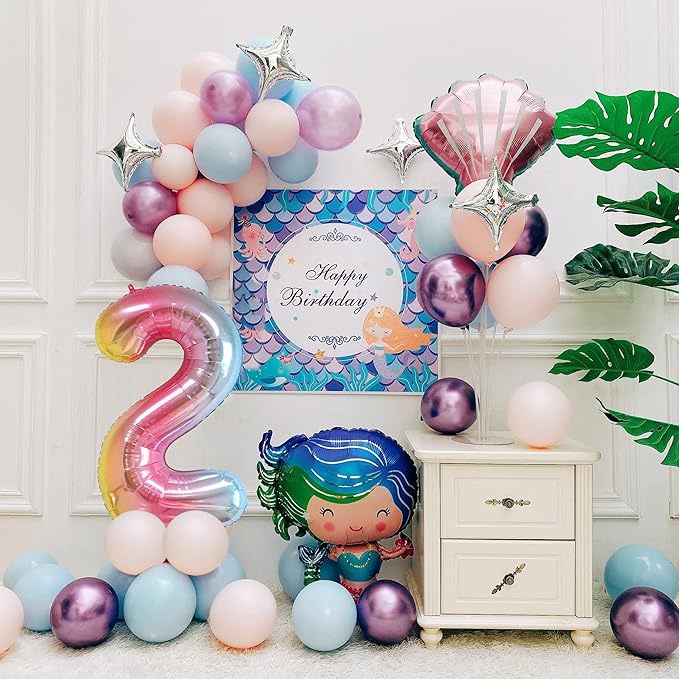 Smlpuame 40 Inch Number Balloons 0-9 Rainbow Gradient Large Number 2 Balloons, Digital Balloons for Birthday Party Celebration Decorations, Helium Foil Number Balloons for Wedding Anniversary
