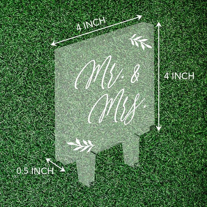 Andaz Press Modern Mr. & Mrs. Script Custom Wedding Cake Topper, Acrylic Square Couple Cake Topper