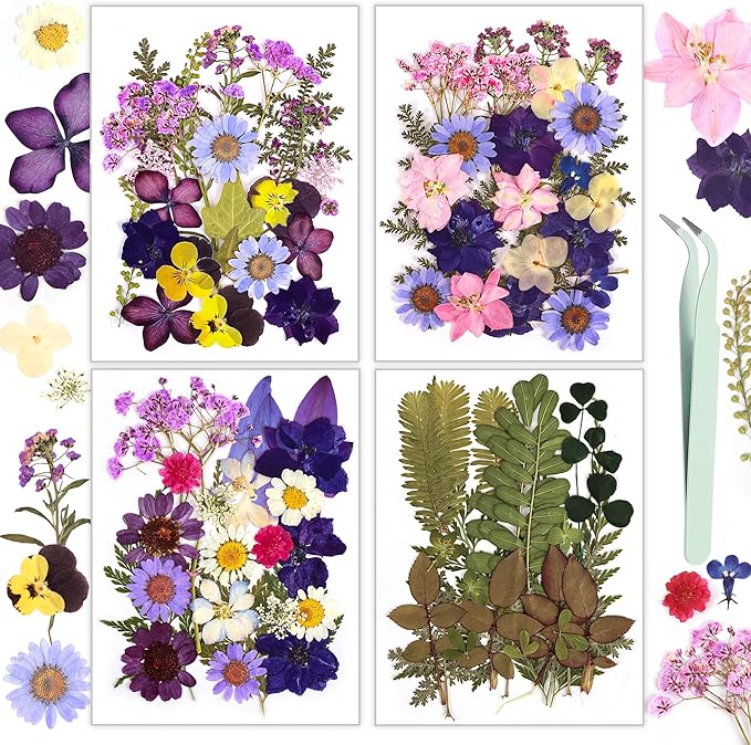 Dried Flowers, Resiners Pressed Flowers for Craft Real Natural Dried Flowers Kit for Scrapbook Supplies DIY Making Crafts Jewelry Resin Soap Candle Card Making (Violet 100pcs)