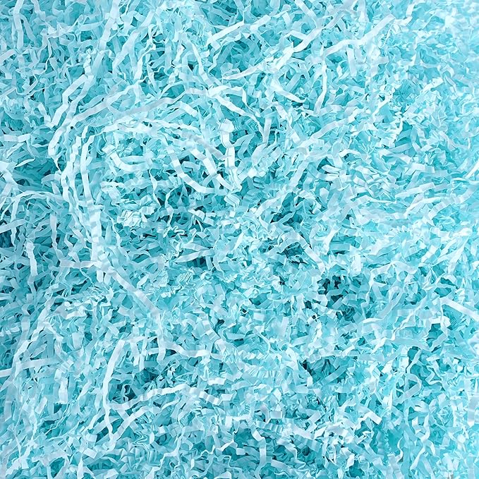 Uptotop 2LB Crinkle Cut Paper Shred Filler for Gift Wrapping Basket Filling, Birthday, Christmas, Thanksgiving, Wedding, Mother's Day, Blue