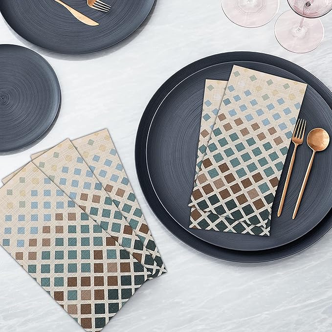 RUVANTI Cloth Napkins Set of 6 Cotton 100%, 18x18 Inches Napkins Cloth Washable, Soft, Absorbent. Cotton Napkins for Parties, Christmas, Thanksgiving, Weddings, Dinner Napkins Cloth - Faded