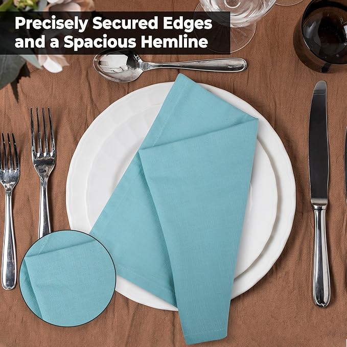 Urban Villa Easter Napkins Aqua Color Cloth Napkins (Set of 12) Oversized 20x20 Inches 100% Cotton Slub Premium Quality Soft Durable with Mitered Corners Reusable Washable Everyday Use Napkins