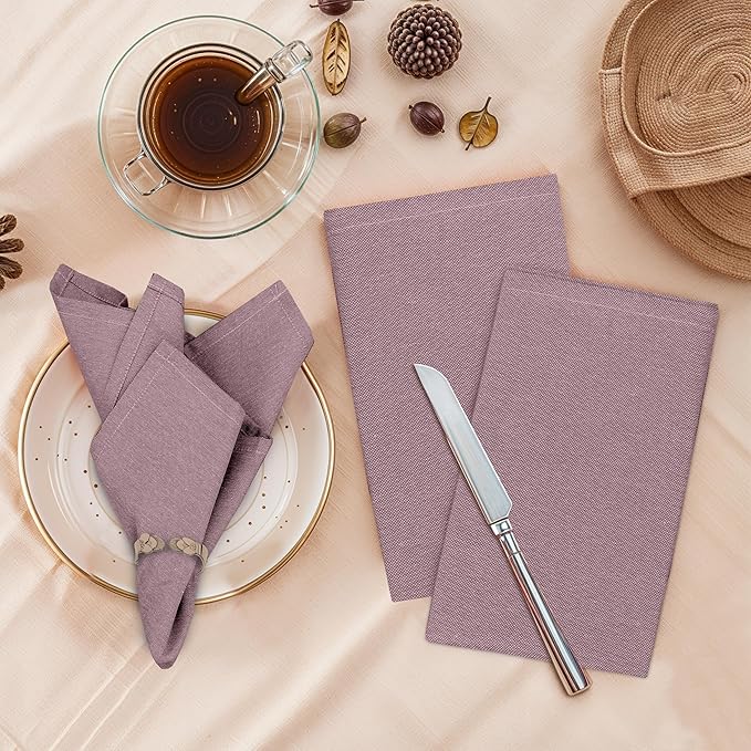 Ruvanti Cloth Napkins Set of 12, 18x18 Reusable Napkins Cloth Washable, Soft & Durable Table Napkin, Poly Cotton Fabric Dinner Napkins for Parties, Christmas, Thanksgiving, Weddings - Burgundy
