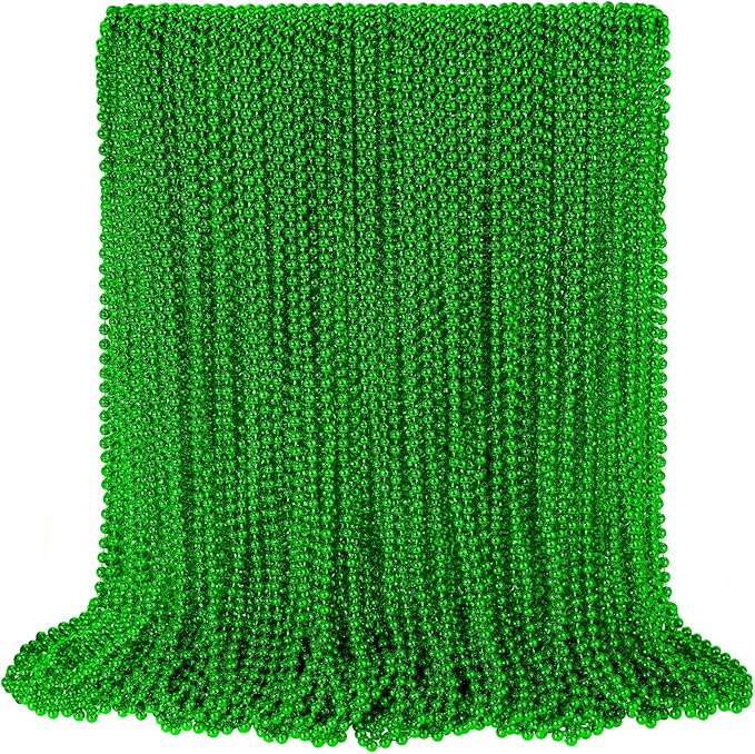 SHAOQINLIN 100 PCS St. Patricks Day Beads Necklace, 33" Green Mardi Gras Beads Christmas Necklaces Irish Saint Patricks Necklaces for St. Patricks Day Mardi Gras Parade Throws Birthday Party Favors