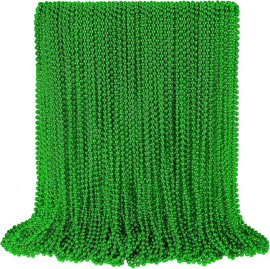 SHAOQINLIN 100 PCS St. Patricks Day Beads Necklace, 33" Green Mardi Gras Beads Christmas Necklaces Irish Saint Patricks Necklaces for St. Patricks Day Mardi Gras Parade Throws Birthday Party Favors
