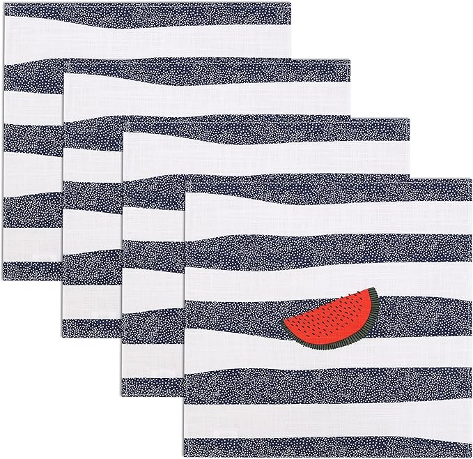 RUVANTI Cloth Napkins Set of 12 Cotton 100%, 18x18 Inches Napkins Cloth Washable, Soft, Absorbent. Cotton Napkins for Parties, Christmas, Thanksgiving, Weddings, Dinner Napkins Cloth - Watermelon