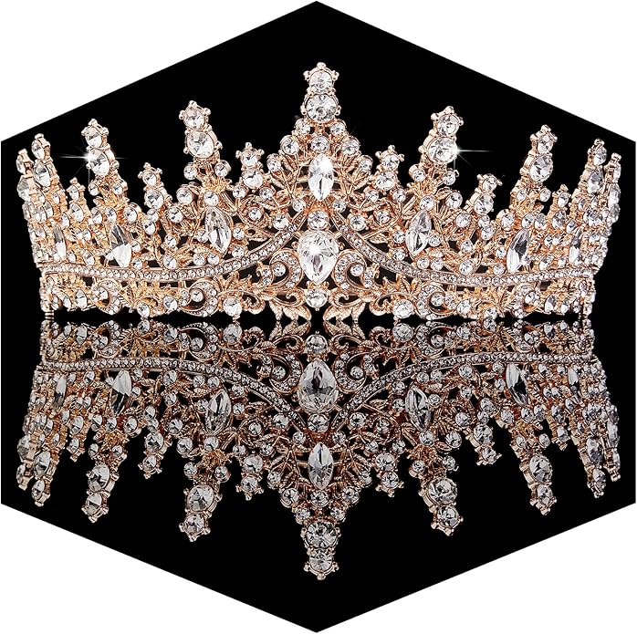 Gold Crown for Women Crystal Princess Tiaras Rhinestone Queen Headband Wedding Bridal Hair Accessories Birthday Prom Pageant Party Coming of Age Ceremony Photo Props