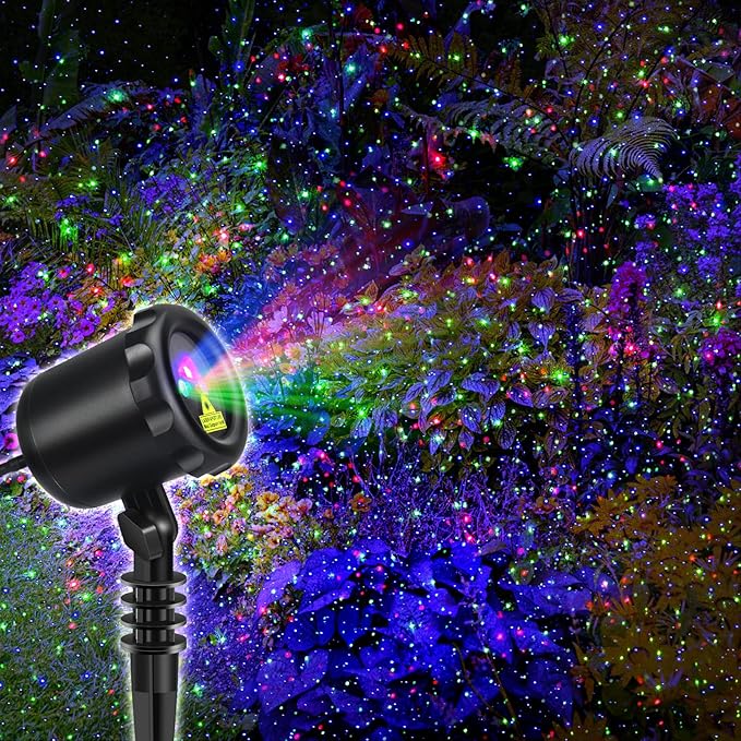 Laser Projector Lights Outdoor Christmas 3 Color Firefly Garden Laser Lights for Home Garden Holiday Decoration