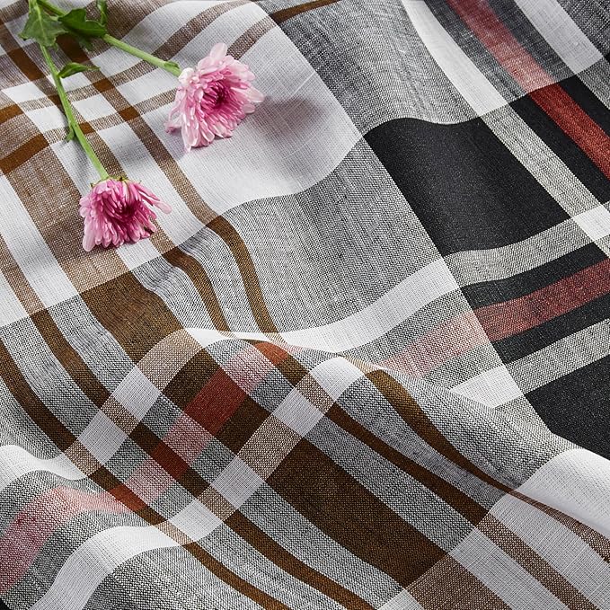 Solino Home Linen Fall Table Runner 72 Inches Long - 100% Pure Linen Black Oxford Plaid Table Runner 14 x 72 Inch for Dining, Autumn, Thanksgiving, Holiday