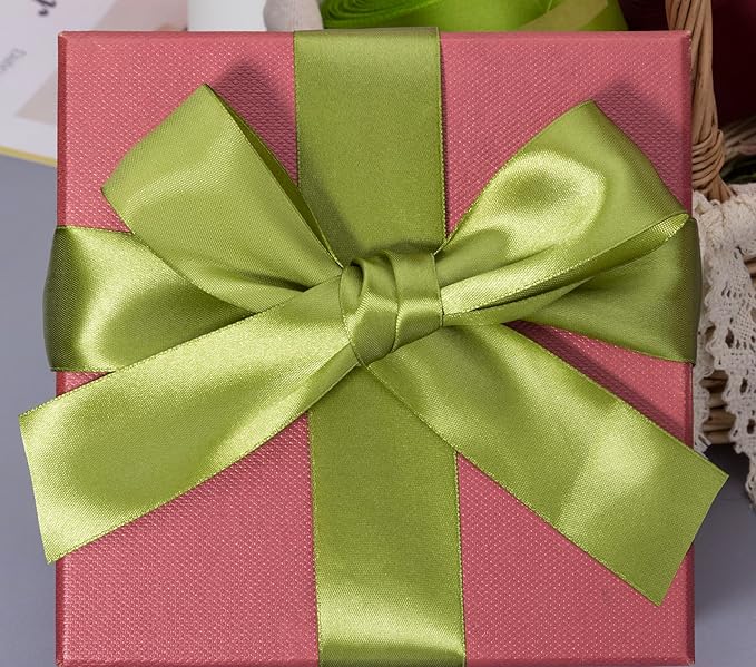 1 1/2 Inch Moss Green Solid Satin Ribbon, 50 Yards Craft Fabric Ribbon for Gift Wrapping Floral Bouquets Wedding Party Decoration