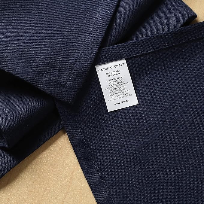 Cloth Napkins Set of 12 Cotton Linen 18x18 Inch - Soft Durable Washable - Ideal for Farmhouse Party Spring Summer Easter - Perfect Everyday Use Table Linen - Navy Blue