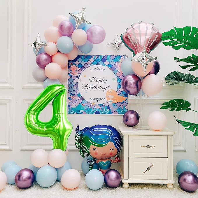 Smlpuame 40 inch Number Balloon 0-9 Green Large Number 4 Balloons,Digital Balloons for Birthday Party Celebration Decorations Supplies, Helium Foil Number Balloons for Wedding Anniversary