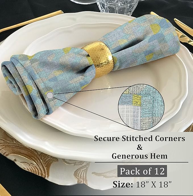 RUVANTI Cloth Napkins Set of 12 Cotton 100%, 18x18 Inches Napkins Cloth Washable, Soft, Absorbent. Cotton Napkins for Parties, Christmas, Thanksgiving, Weddings, Dinner Napkins Cloth - Quarterly