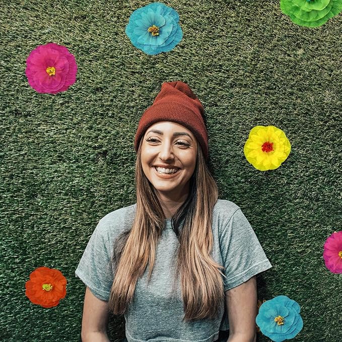 YUNSTOS 20Pcs Mexican Paper Flowers Colorful Fiesta Tissue Pom Poms Mexican Carnival Paper Flowers for Floral Party Backdrop Wedding Birthday Party Craft Home Wall Decorations