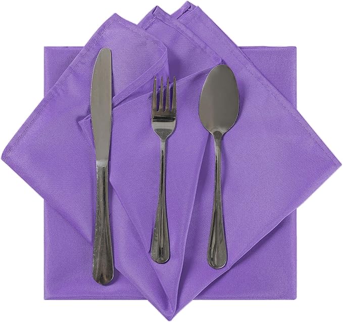 Cloth Napkins 17x17 inch Washable Polyester Dinner Napkins Soft Table Napkins for Wedding Party Dining Banquet(Purple,25PCS)