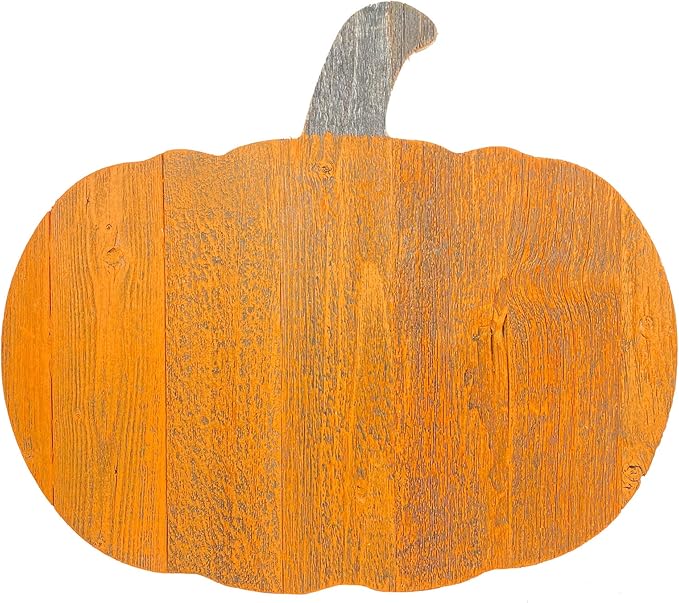 BARNWOODUSA Rustic Farmhouse Wood Pumpkin Fall Harvest Wall Décor for Autumn, Thanksgiving, Halloween, DIY Décor Orange 18 inch Pumpkin Reclaimed and Recycled Wood