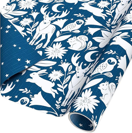 American Greetings 60 sq. ft. Reversible Christmas Wrapping Paper, Animals (1 Roll, 30 in. x 288 in.)