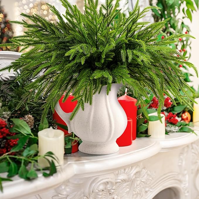 20 Pcs Christmas Norfolk Pine Branches, 19" Extra Length Artificial Xmas Branches Plants Pine Needles, Fake Greenery Norfolk Pines Stems Sprigs for DIY Craft Garland Home Garden Decor
