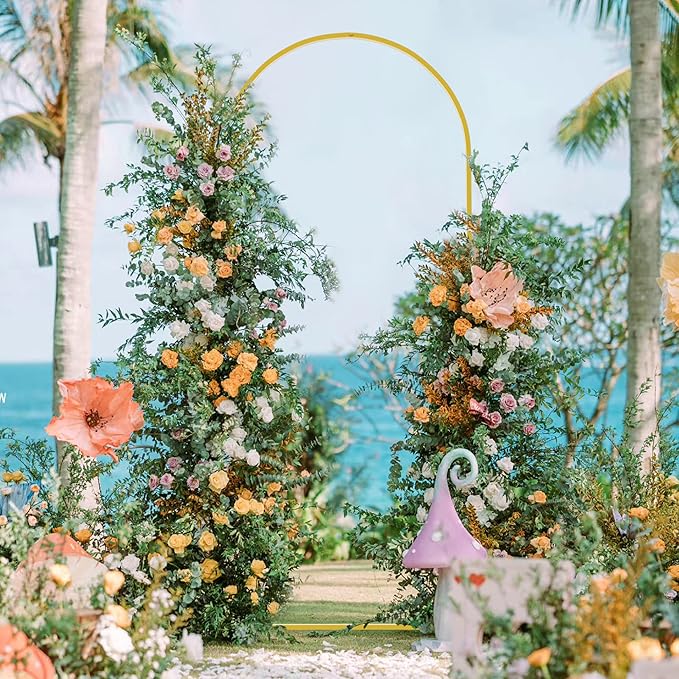 Wokceer 6 FT Wedding Arch Stand and Arch Cover, Metal Arch Backdrop Stand with Arch Stand Cover for Birthday Party Wedding Ceremony Bridal Baby Shower Event Decor, Ivory, DoorCover 0.8M-Ivory-K