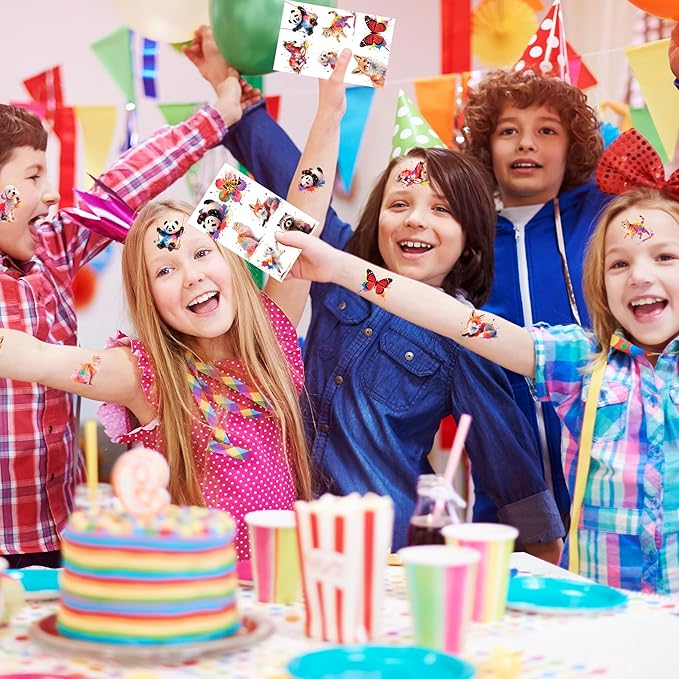 216 PCS Watercolor Animals Temporary Tattoo Set (36 Sheets) for kids - Cute Animals Sticker for Girls Boys Body Arm Shoulder, Birthday Party Supplies Gifts for Kids