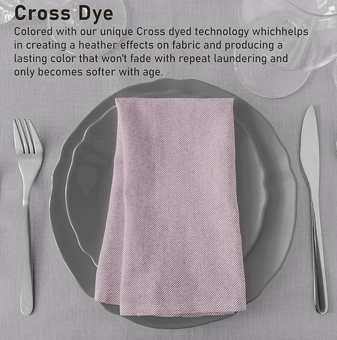 Ruvanti Cloth Napkins Set of 12, 18x18 Reusable Napkins Cloth Washable, Soft & Durable Table Napkin, Poly Cotton Fabric Dinner Napkins for Parties, Christmas, Thanksgiving, Weddings - Mauve