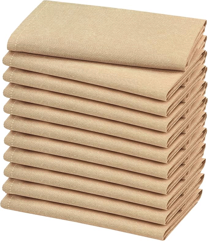 Ruvanti Cloth Napkins Set of 6, 18x18 Reusable Napkins Cloth Washable, Soft & Durable Table Napkin, Poly Cotton Fabric Dinner Napkins for Parties, Christmas, Thanksgiving, Weddings - Honey