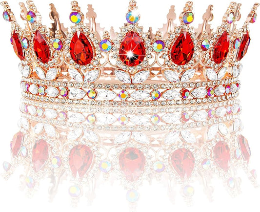 Gold Crown for Women, Crystal Queen Tiaras Headband Wedding Bridal Hair Accessories, Birthday Party Prom Cake Topper