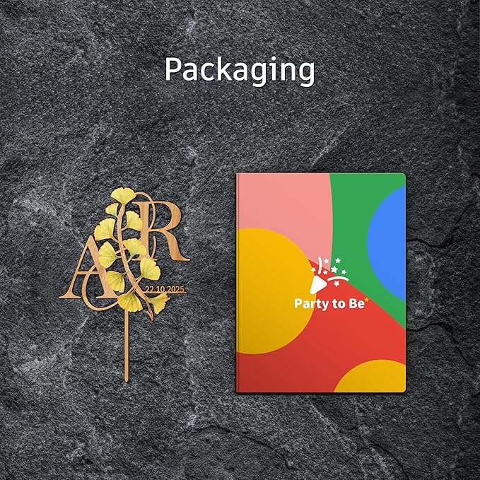 Personalized Fall Wedding Cake Topper in Wood Custom Bride and Groom Initial Cake Topper Wedding Date Cake Decoration (Gingko leaves)