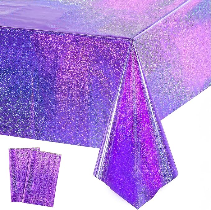 GREATRIL Purple Party Tablecloth Covers Disposable Table Cloth for Mermaid Themed Birthdays/Baby Showers/Graduations/Demon Decorations Rectangle Tablecover 54'' x 108'' - 2 Packs