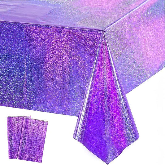 GREATRIL Purple Party Tablecloth Covers Disposable Table Cloth for Mermaid Themed Birthdays/Baby Showers/Graduations/Demon Decorations Rectangle Tablecover 54'' x 108'' - 2 Packs