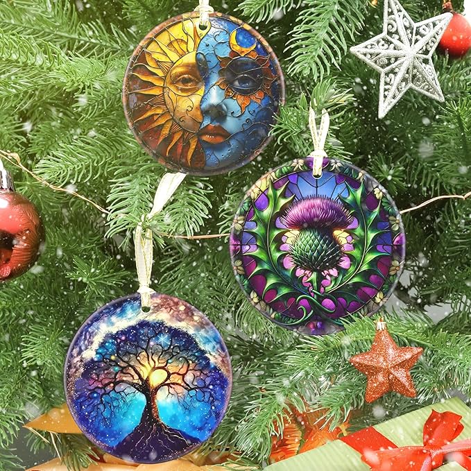 Touber Dandelion Christmas Ornament, 3.5 Inch Ceramic Hanging Ornament, Christmas Tree Decor, Gift Exchange