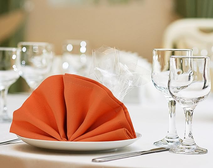 Utopia Home [24 Pack, Orange] Cloth Napkins 20x20 Inches, 100% Polyester Hemmed Edges, Washable and Reusable Ideal for Halloween, Thanksgiving, Parties, Weddings and Dinners