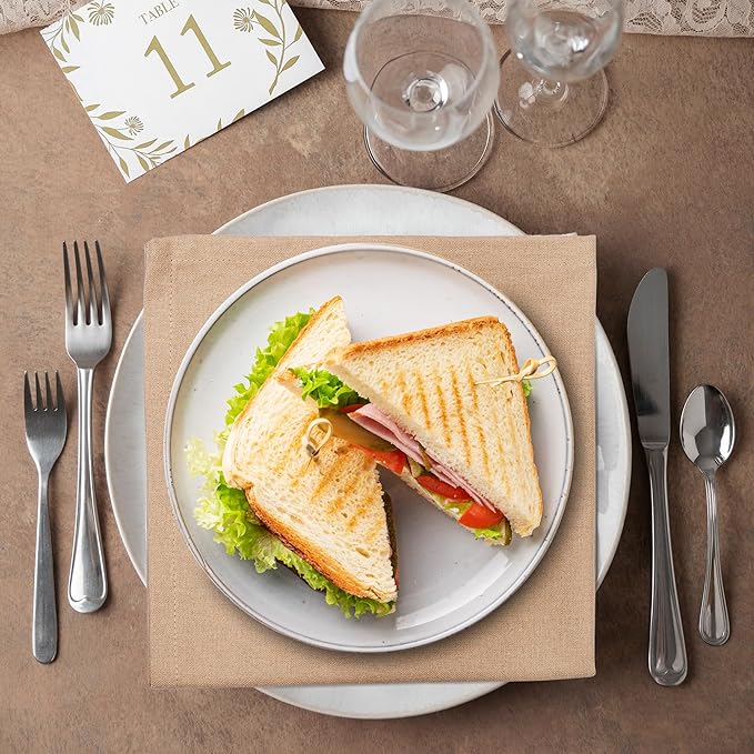 Dinner Cloth Napkins Set of 12, Premium Soft Cotton 18x18 Inches, Highly Absorbent, Hotel Quality Reusable & Washable Dinner Napkins with Mitered Corner Napkins for Home & Weddings - Taupe
