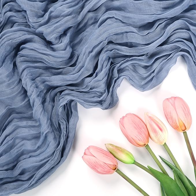 12 Pack Dusty Blue Cheesecloth Table Runner 10FT Boho Cheese Cloths Gauze Fabric Table Runners 120 Inch Rustic Sheer for Wedding Birthday Party Baby Shower Centerpiece Home Decorations