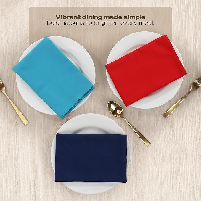 Utopia Kitchen Multi Color Cloth Napkins [12 Pack, 18x18 Inch] Absorbent Cotton Blend Washable and Reusable for Dinner, Restaurant, Lunch, Wedding and Hotel