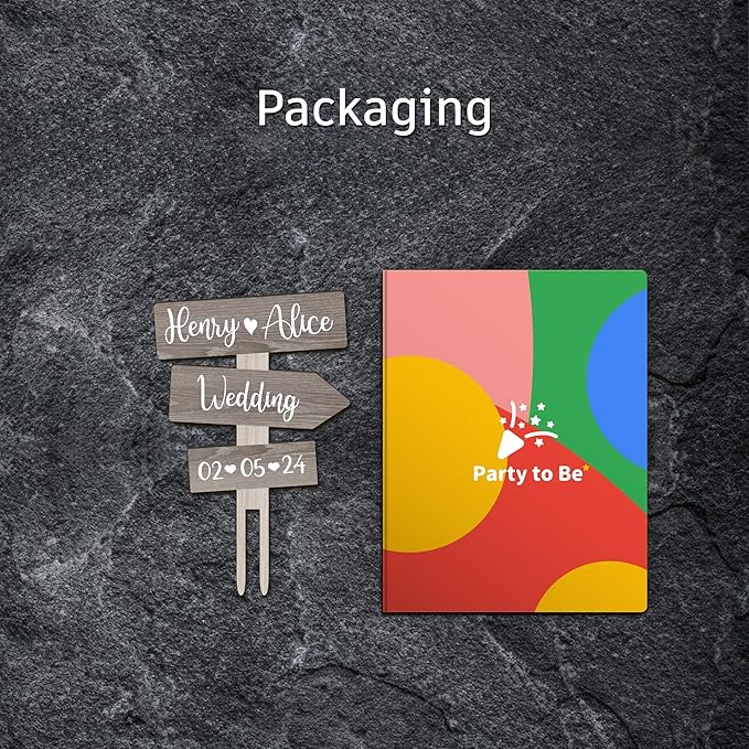 Personalized Rustic Wedding Cake Topper in Wood Custom Bride & Groom Names Initials Wedding Date Cake Decoration (Gray)