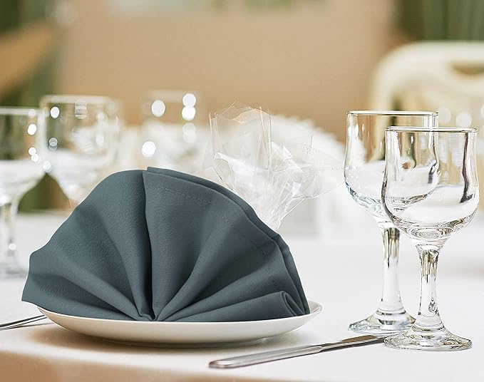 Utopia Home [24 Pack, Grey] Cloth Napkins 18x18 Inches, 100% Polyester Hemmed Edges, Washable and Reusable Ideal for Parties, Weddings and Dinners