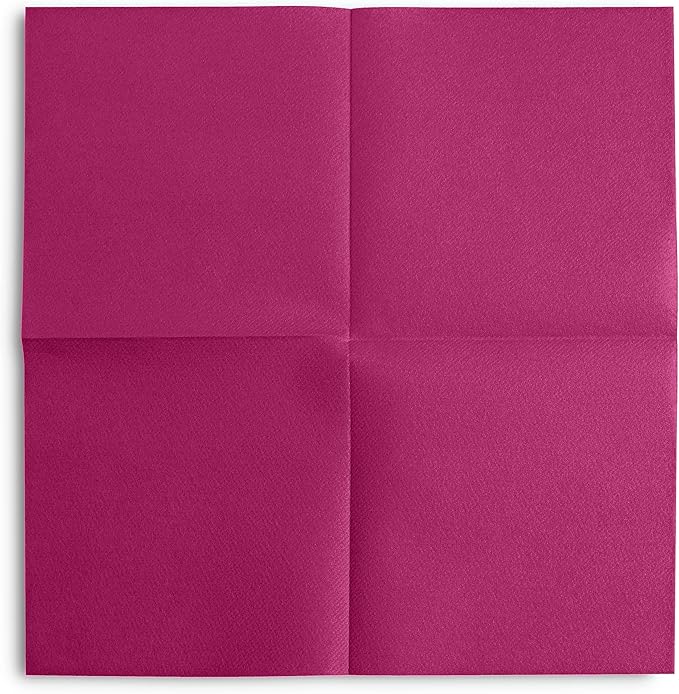 Linen-Feel Colored Paper Napkins - Decortive Cloth-Like FUCHSIA Luncheon Napkins - Soft And Absorbent. For Kitchen, Party, Wedding, Dinner Or Any Occasion. (Pack of 50)